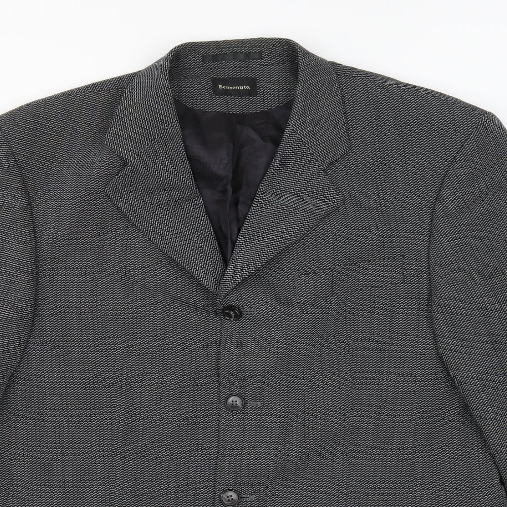 Benvenuto Mens Grey Geometric  Jacket Suit Jacket Size 40