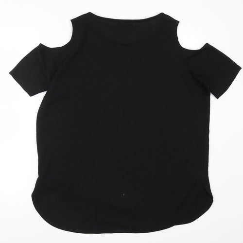 Select Womens Black Floral  Basic T-Shirt Size 16