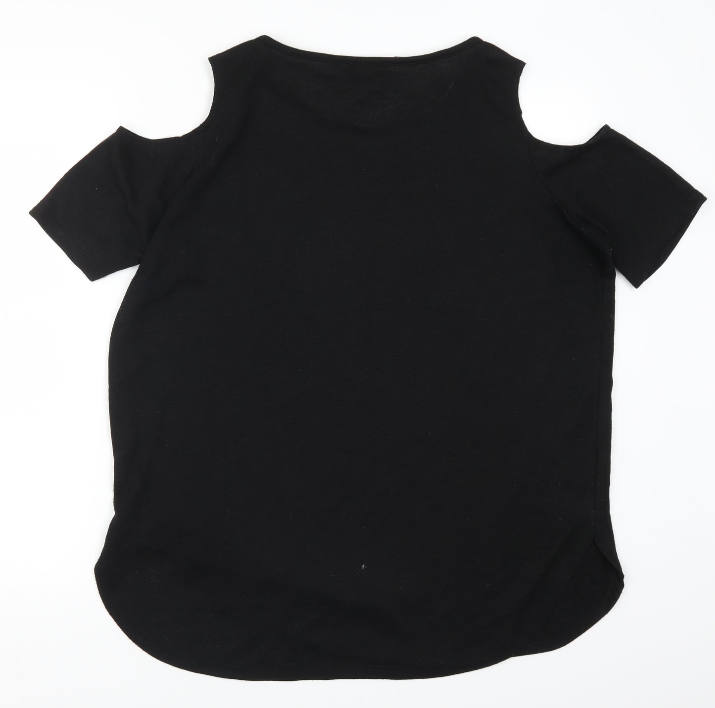Select Womens Black Floral  Basic T-Shirt Size 16