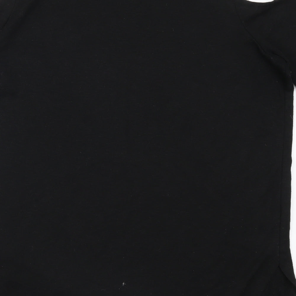 Select Womens Black Floral  Basic T-Shirt Size 16