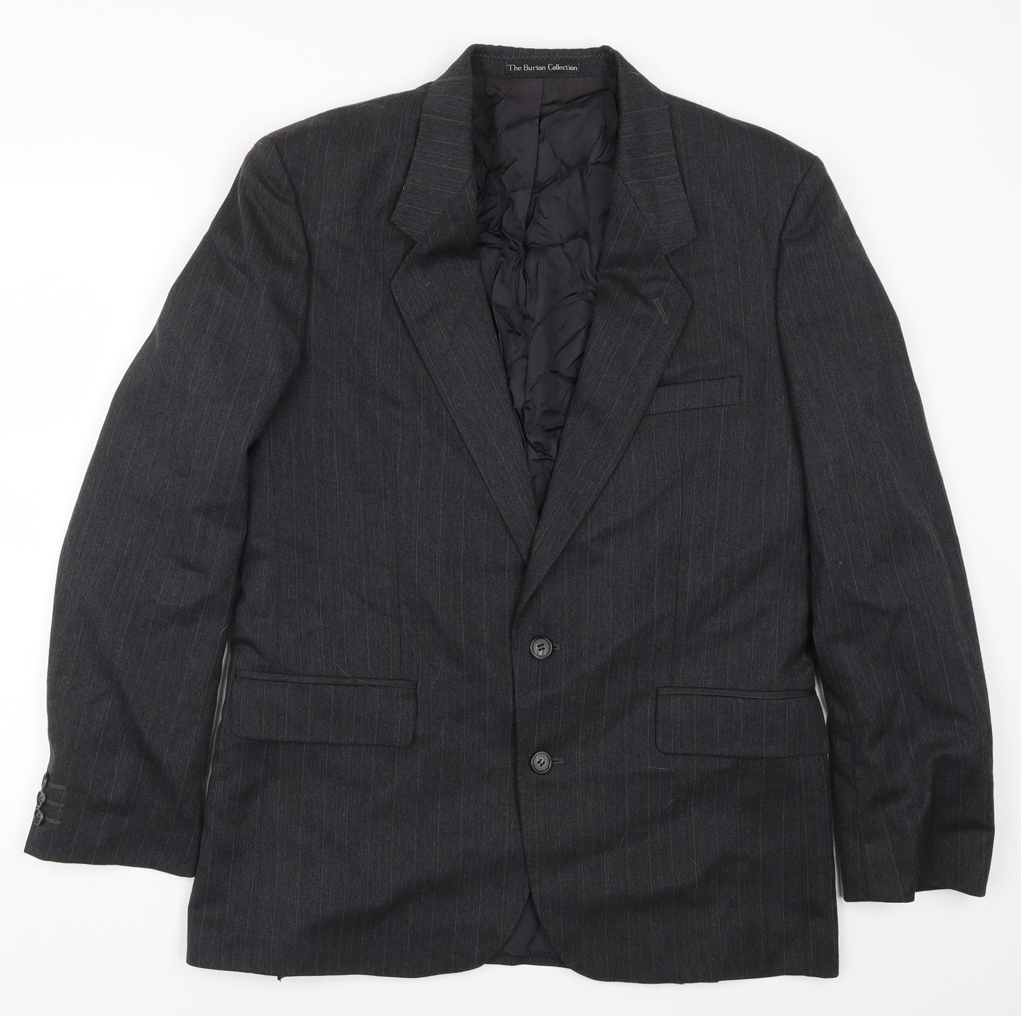 Burton Mens Grey Striped  Jacket Suit Jacket Size 42