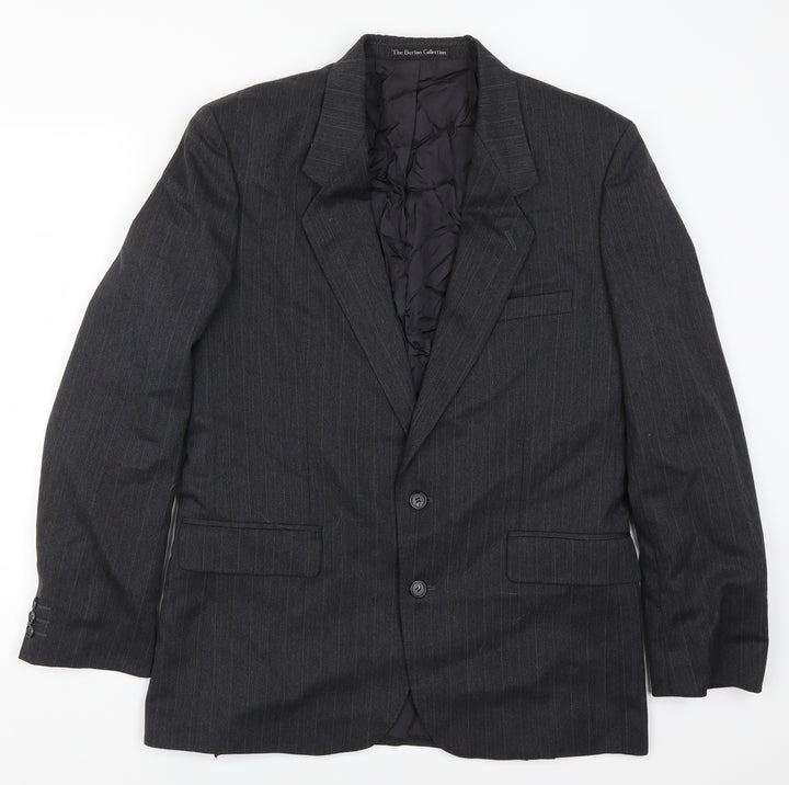 Burton Mens Grey Striped  Jacket Suit Jacket Size 42