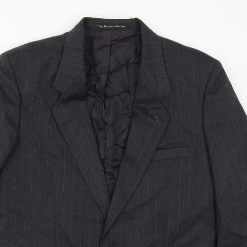 Burton Mens Grey Striped  Jacket Suit Jacket Size 42