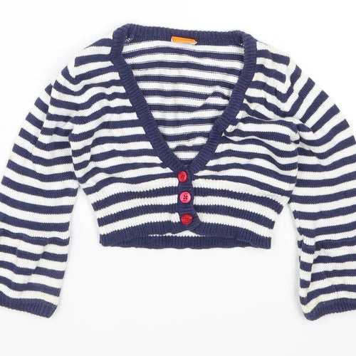 Mini Mode Girls Blue Striped  Cardigan Jumper Size 18-24 Months