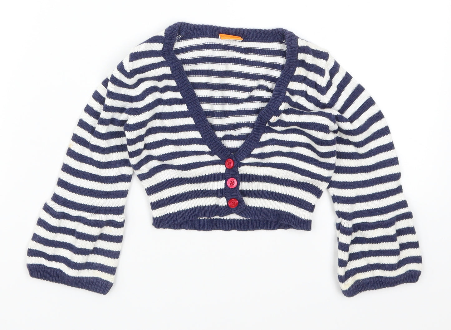 Mini Mode Girls Blue Striped  Cardigan Jumper Size 18-24 Months