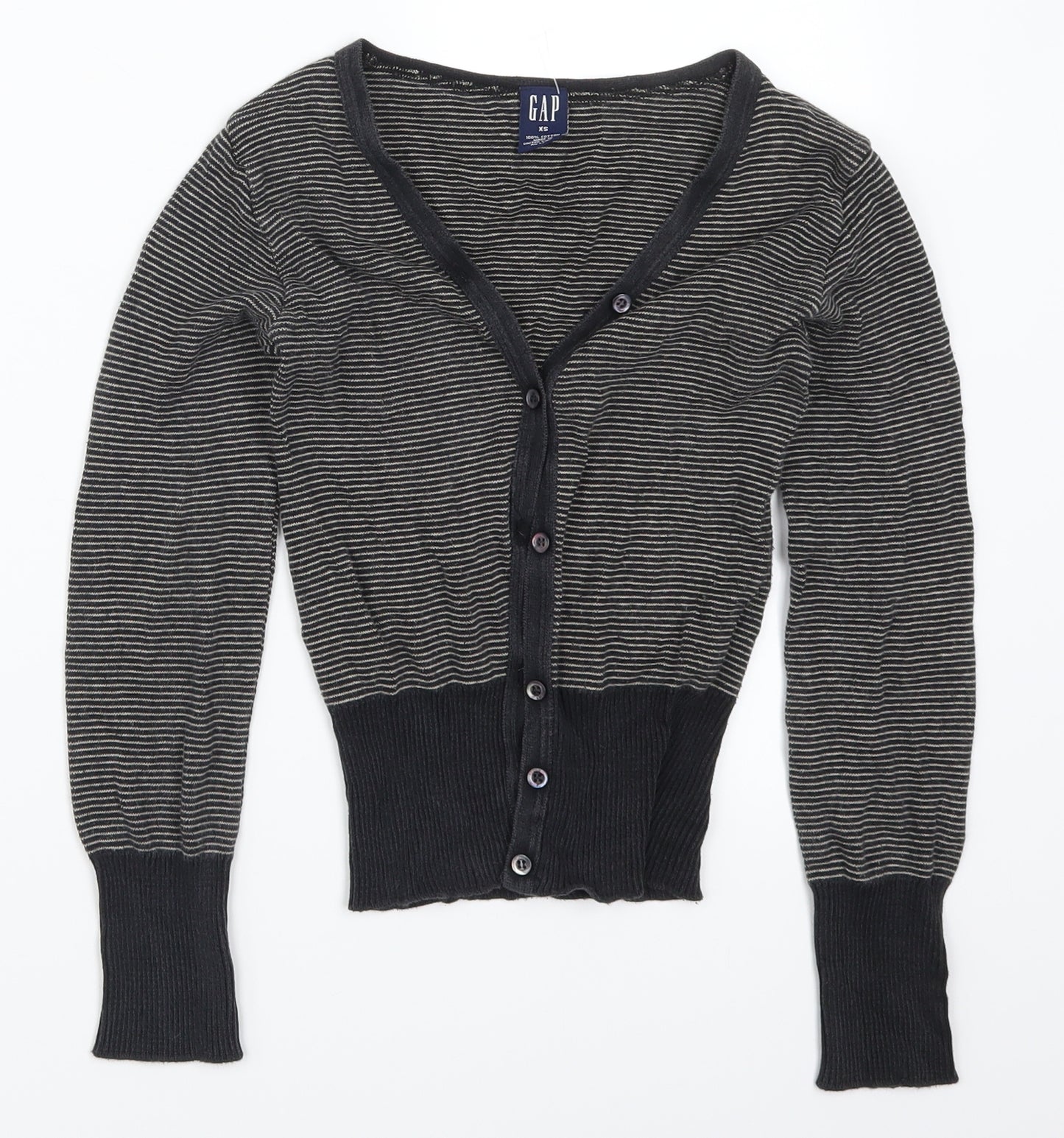 Gap Womens Grey Striped  Cardigan Jumper Size XS