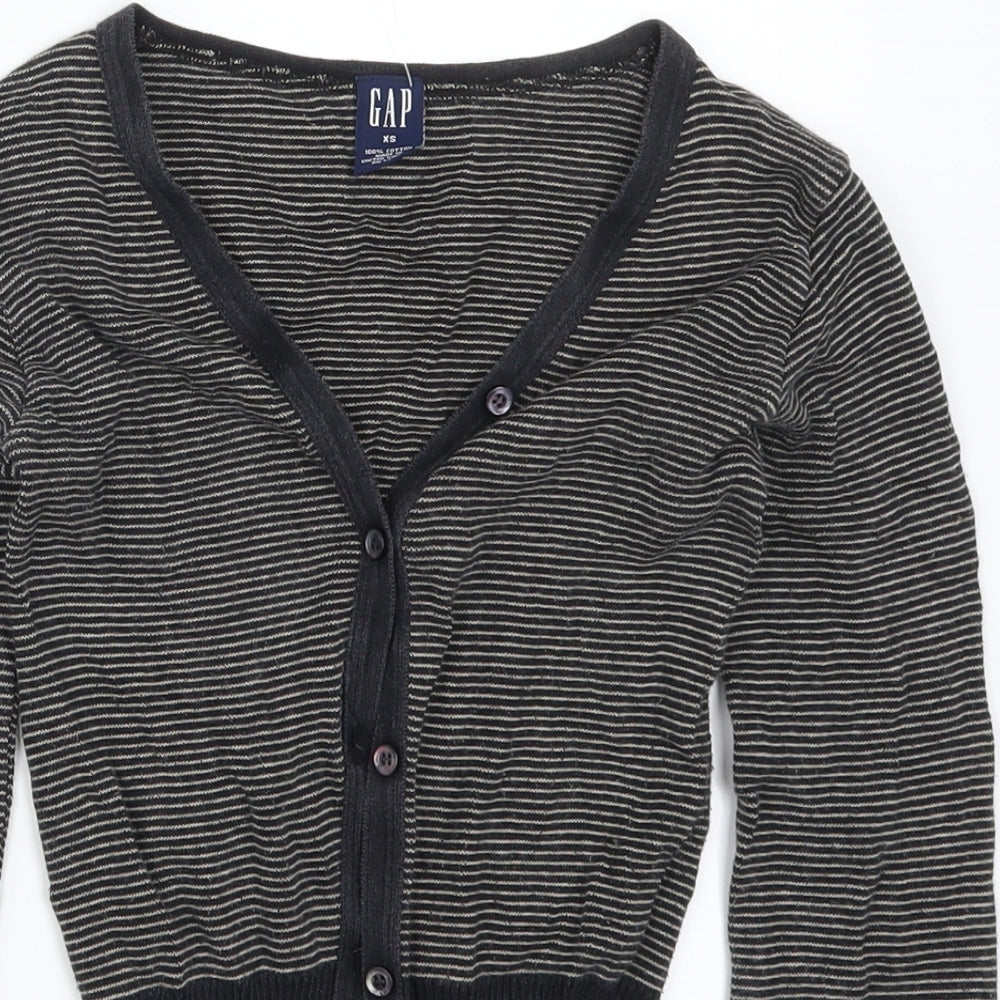 Gap Womens Grey Striped  Cardigan Jumper Size XS
