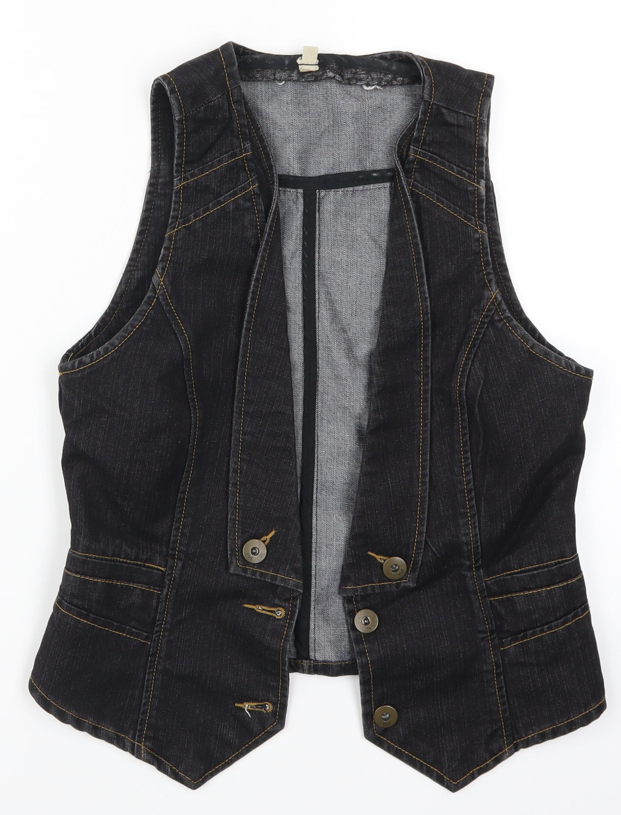 VERO MODA Womens Black  Denim Jacket Waistcoat Size 8