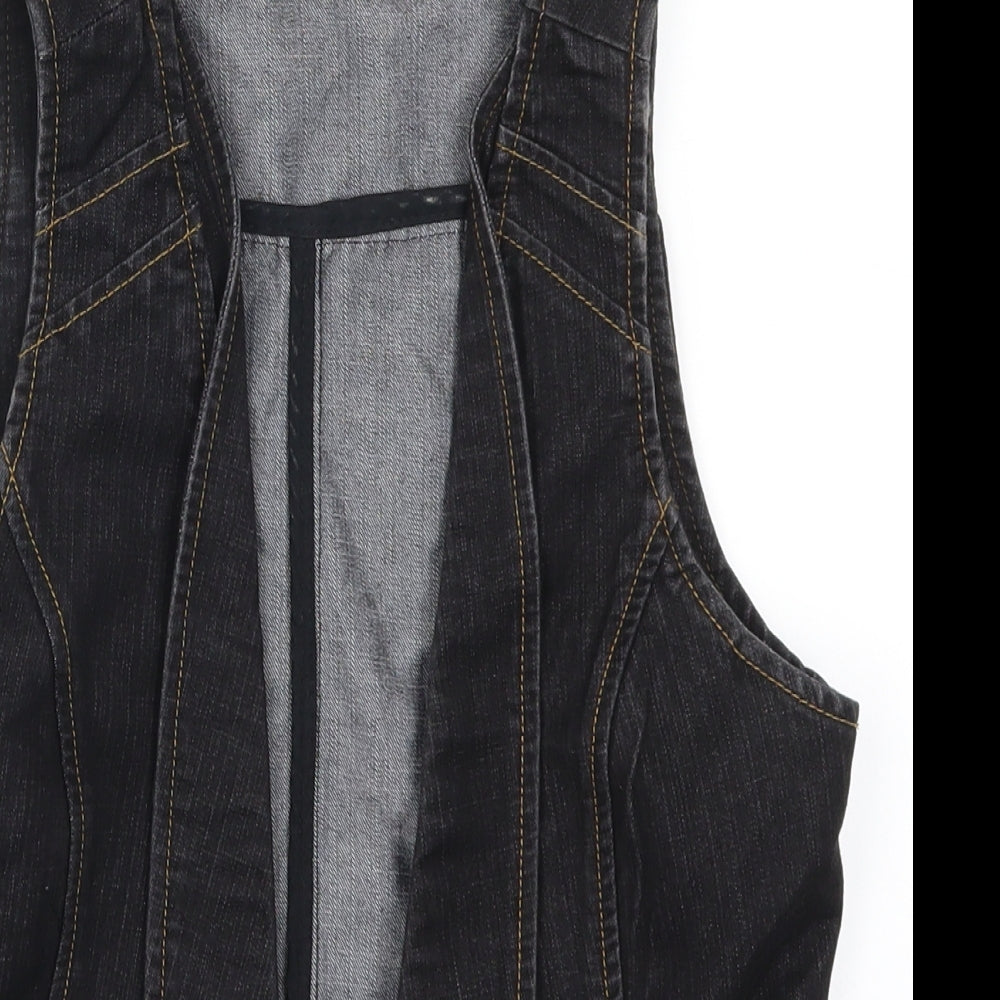 VERO MODA Womens Black  Denim Jacket Waistcoat Size 8