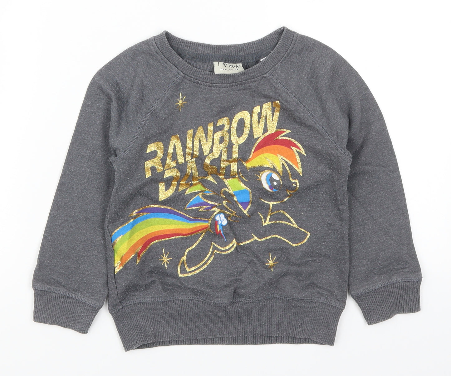 NEXT Girls Grey  Rayon Pullover Sweatshirt Size 4 Years  - Rainbow Dash My Little Pony
