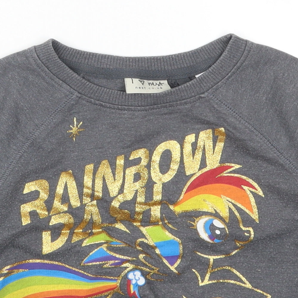 NEXT Girls Grey  Rayon Pullover Sweatshirt Size 4 Years  - Rainbow Dash My Little Pony