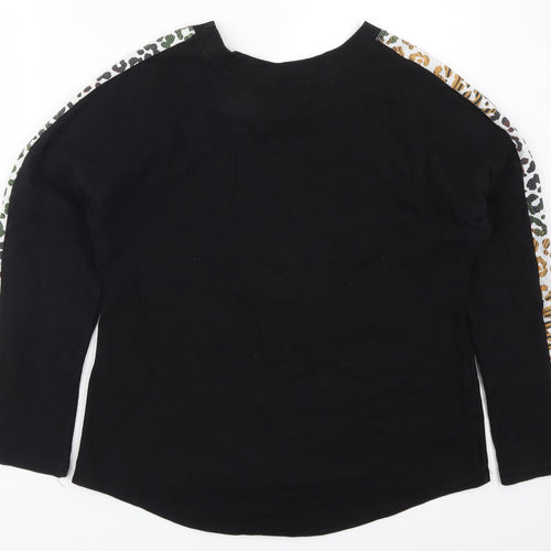 Lacony Womens Black   Pullover Sweatshirt Size M  - Animal Print Stripe on Arms