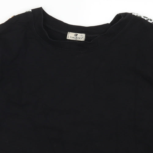 Lacony Womens Black   Pullover Sweatshirt Size M  - Animal Print Stripe on Arms