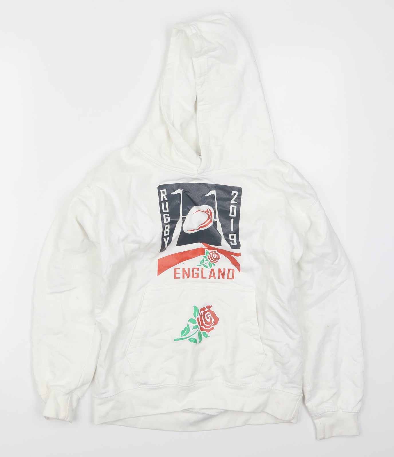 Just Hoods Boys White   Pullover Hoodie Size 9-10 Years  - England Rugby
