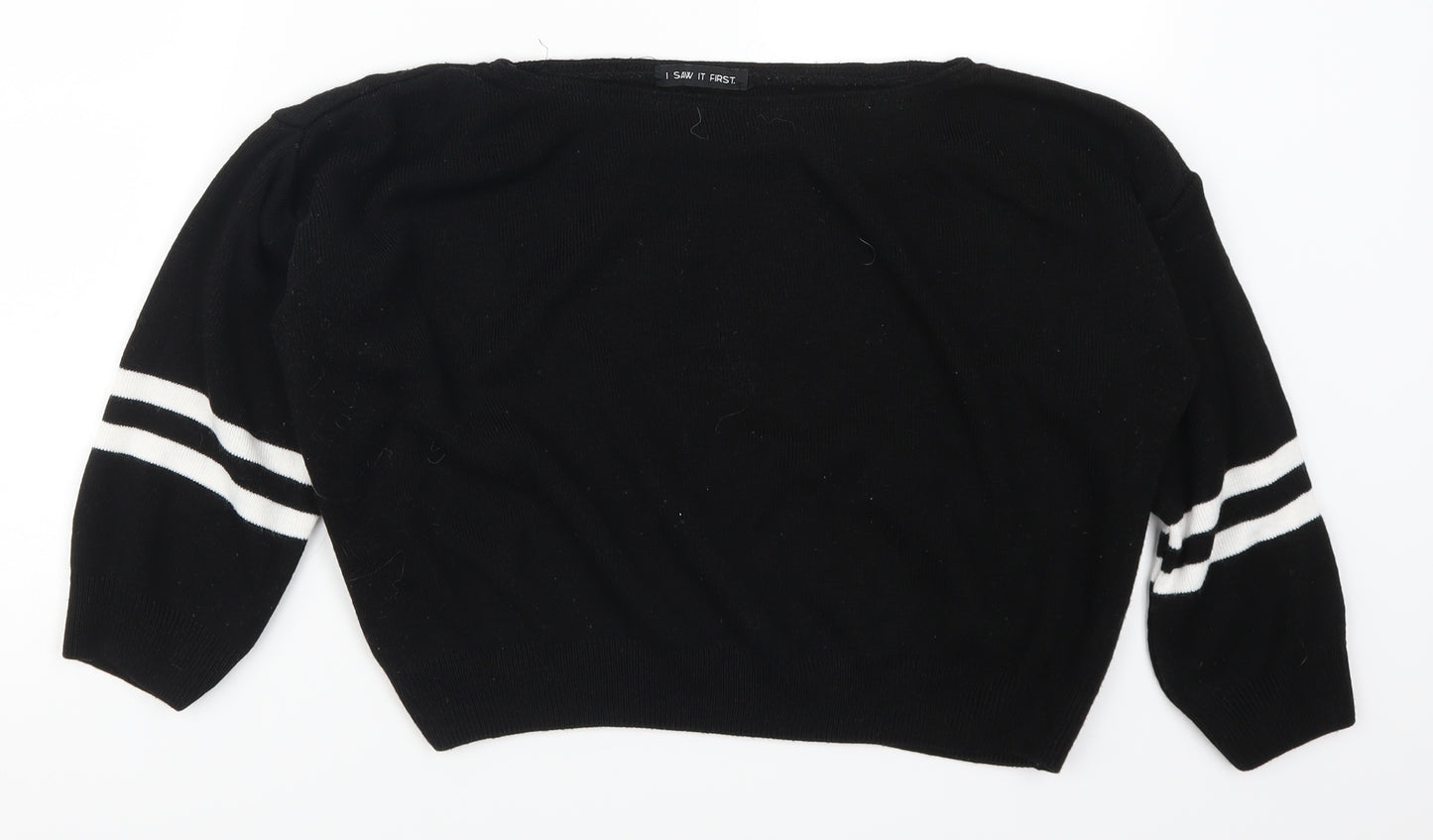 I SAW IT FIRST Womens Black Striped  Pullover Jumper Size 6