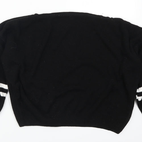 I SAW IT FIRST Womens Black Striped  Pullover Jumper Size 6