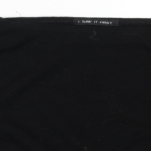 I SAW IT FIRST Womens Black Striped  Pullover Jumper Size 6