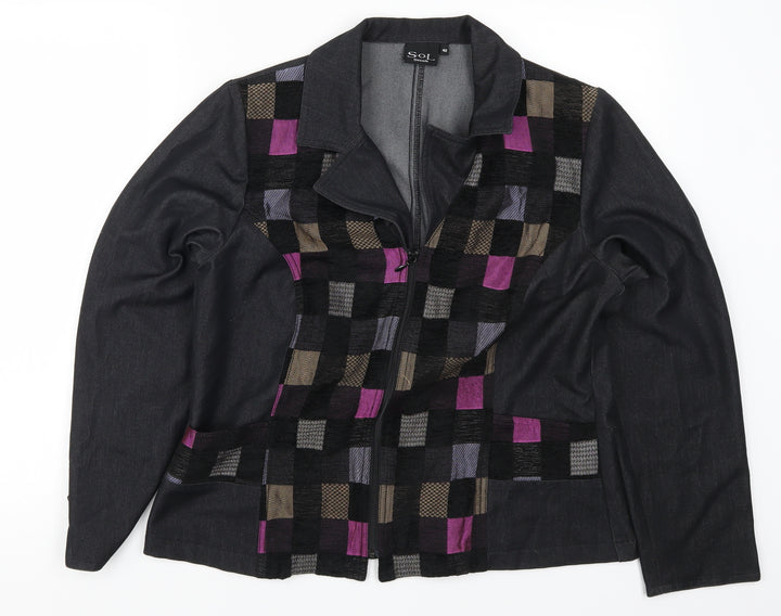 SOL Womens Grey Check Jacket Size 14