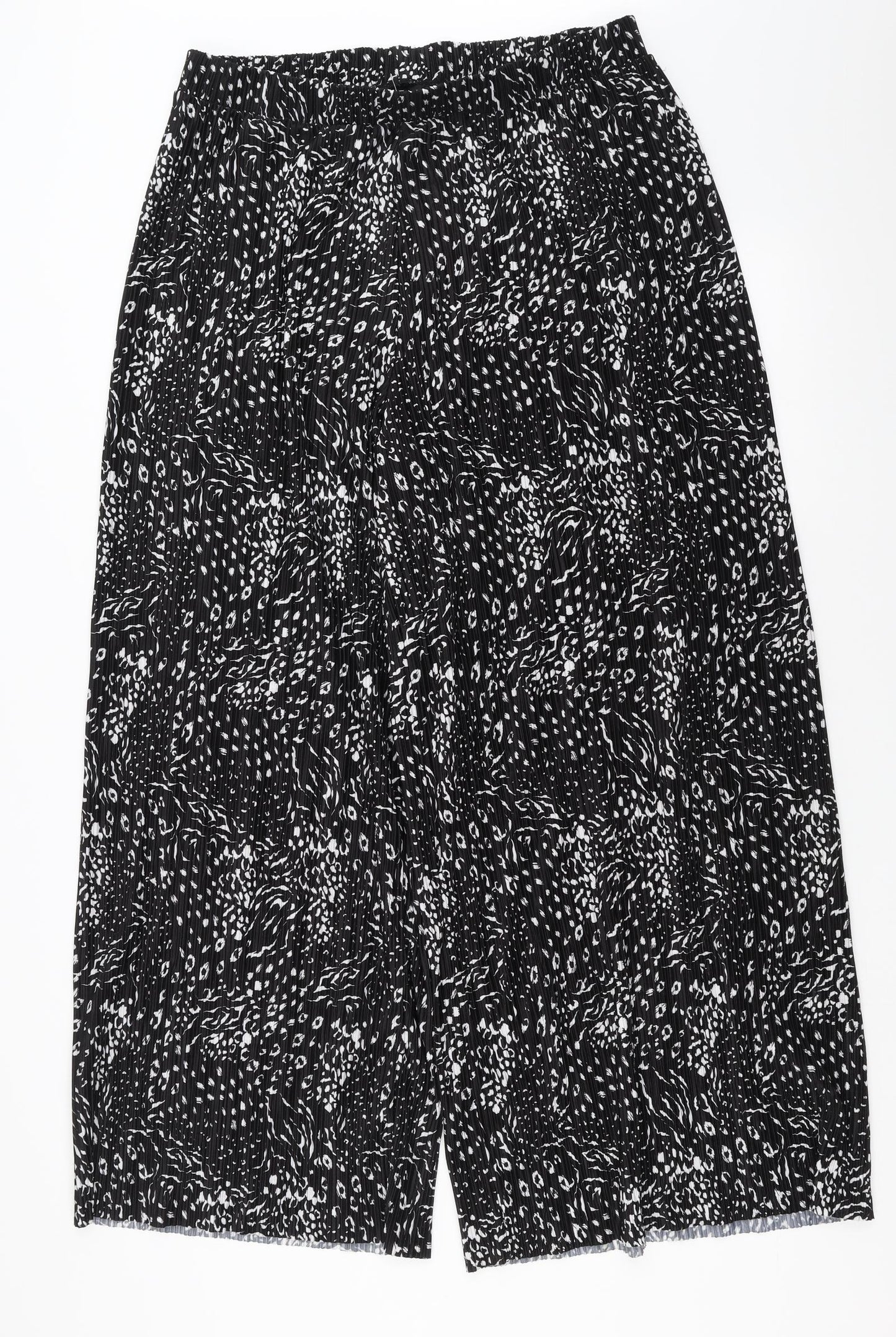 F&F Womens Black Geometric  Trousers  Size 16 L30 in - wide leg pleated palazzo pant