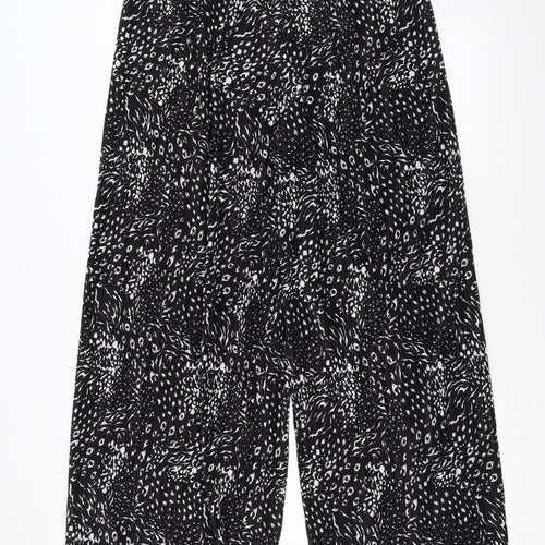 F&F Womens Black Geometric  Trousers  Size 16 L30 in - wide leg pleated palazzo pant