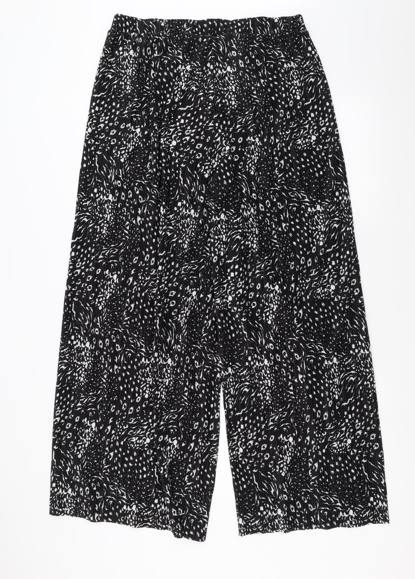 F&F Womens Black Geometric  Trousers  Size 16 L30 in - wide leg pleated palazzo pant