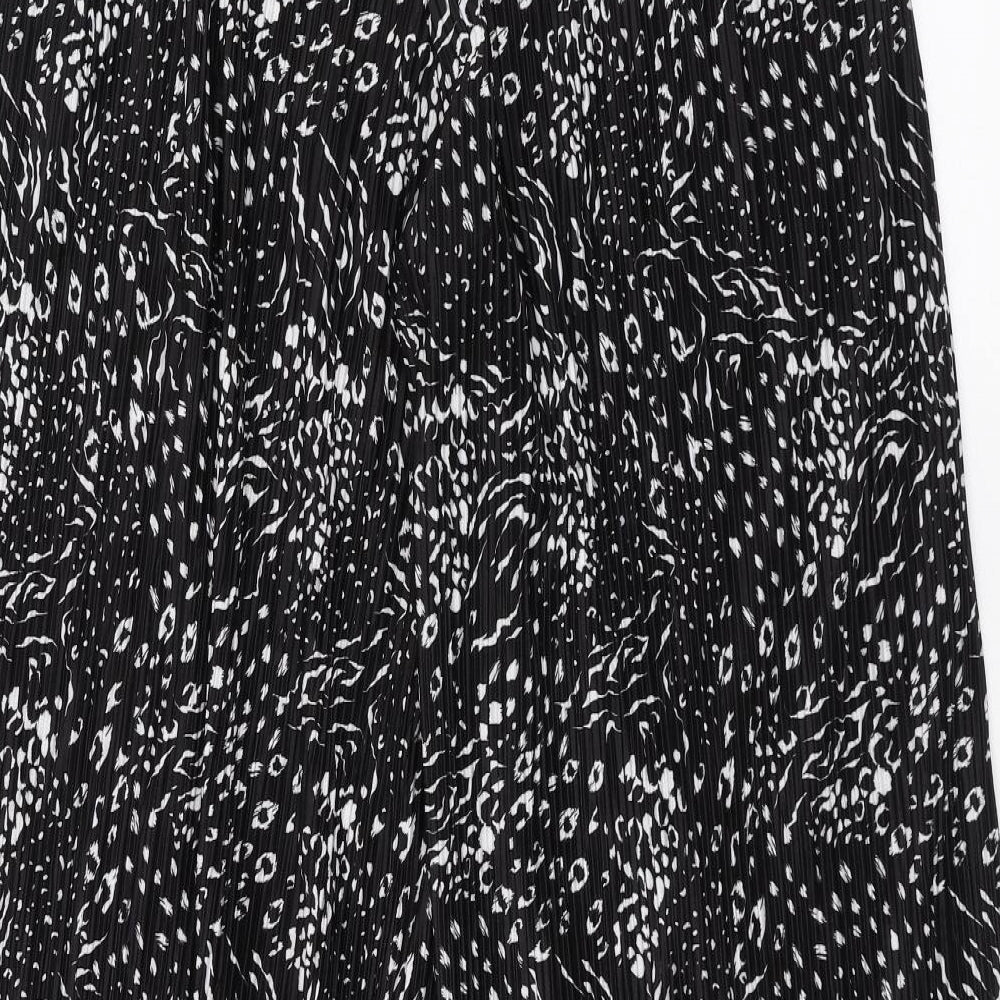 F&F Womens Black Geometric  Trousers  Size 16 L30 in - wide leg pleated palazzo pant