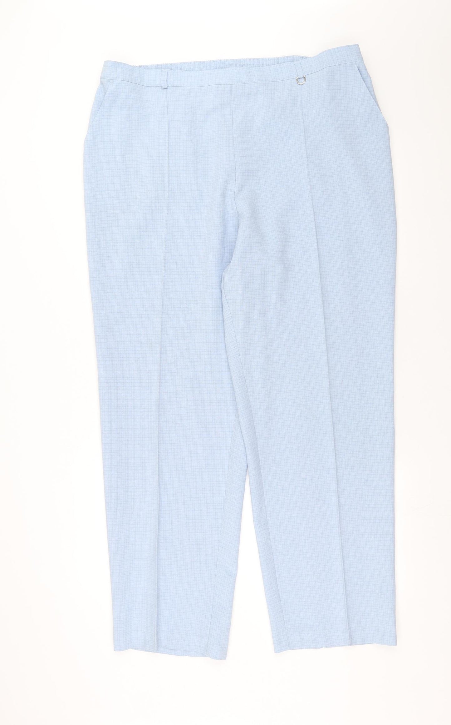 Marks and Spencer Womens Blue Check  Trousers  Size 20 L30 in