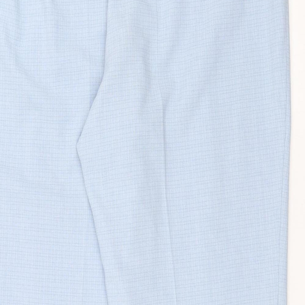 Marks and Spencer Womens Blue Check  Trousers  Size 20 L30 in