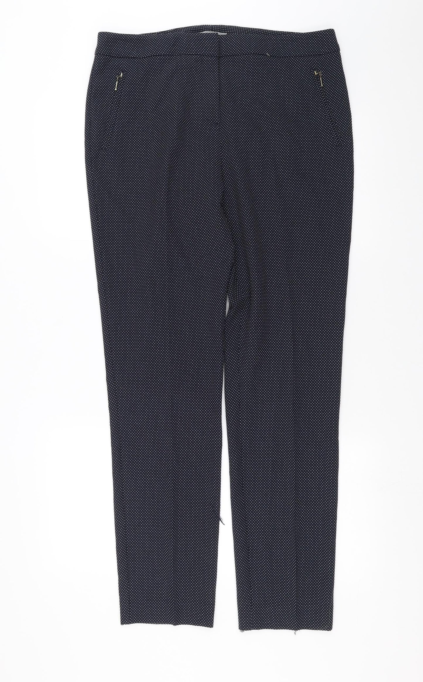 Marks and Spencer Womens Blue Polka Dot  Trousers  Size 14 L32 in - dotted pattern