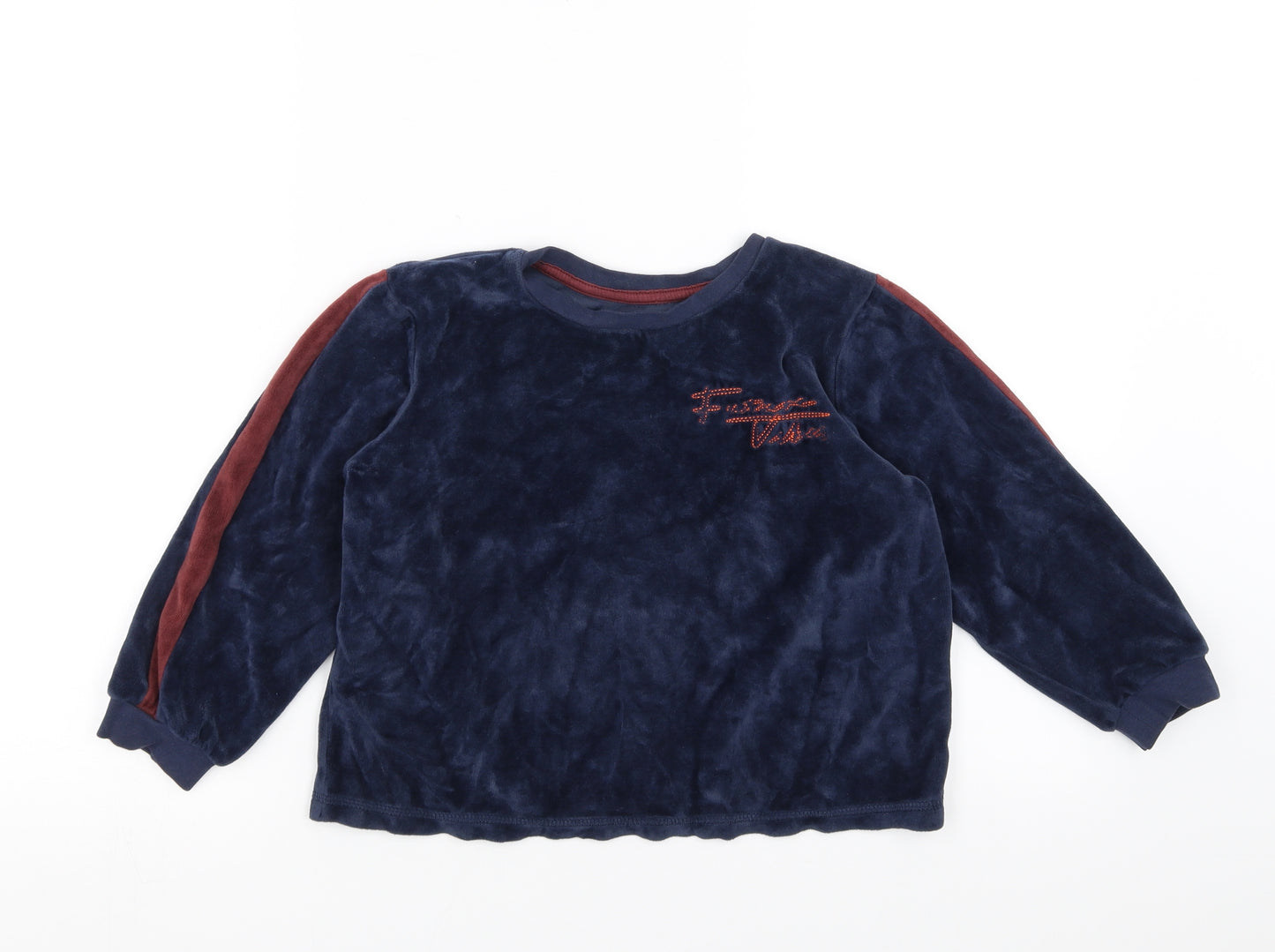 George Boys Blue Solid Fleece  Pyjama Top Size 7-8 Years