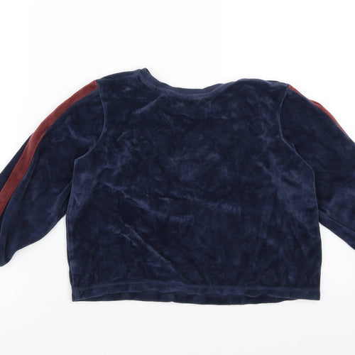 George Boys Blue Solid Fleece  Pyjama Top Size 7-8 Years