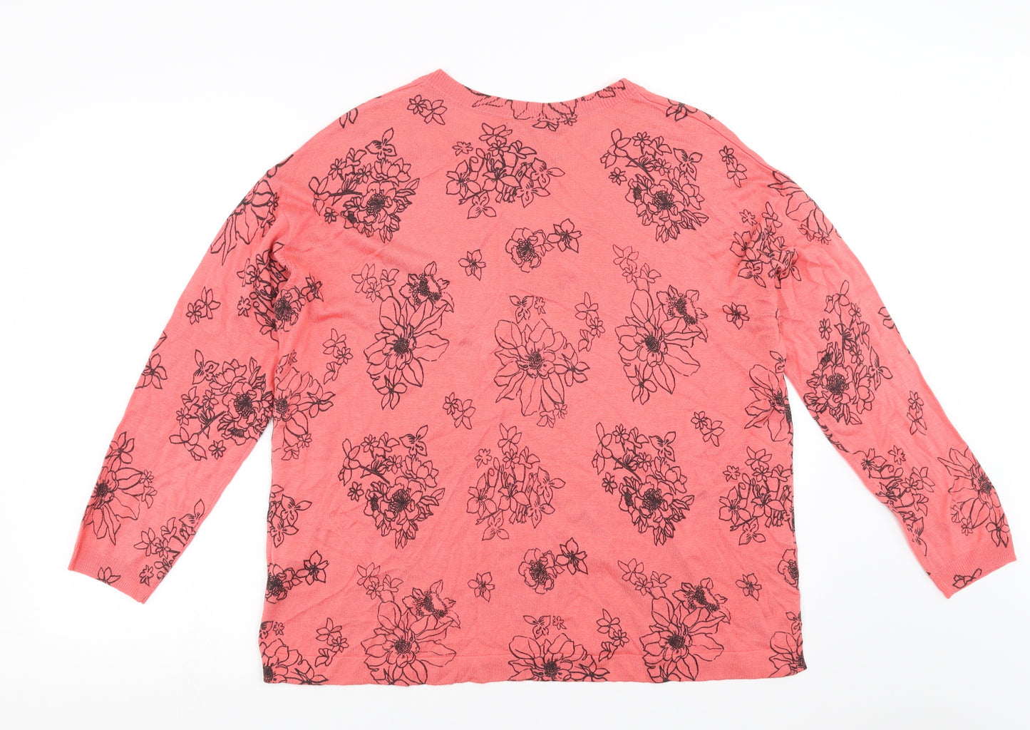 Marks and Spencer Womens Pink Floral  Pullover Jumper Size L