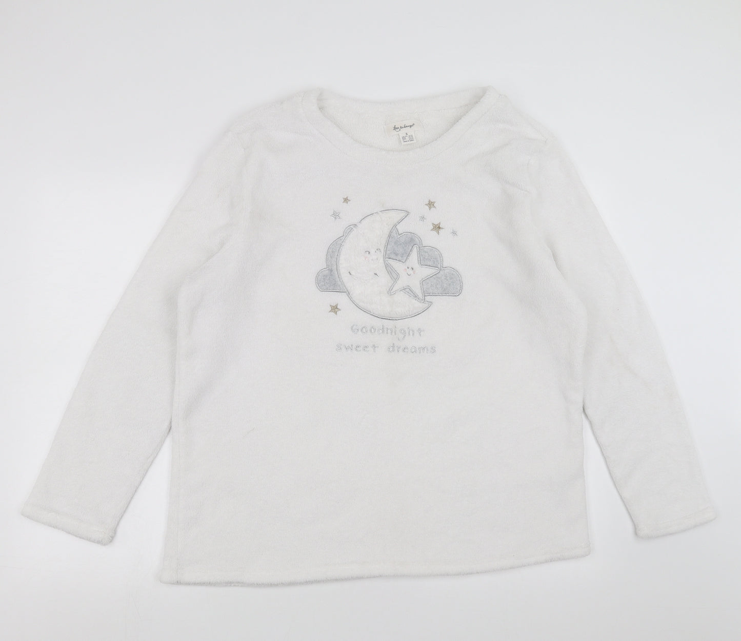 Primark Womens White Solid Fleece Top Pyjama Top Size XL  - Sweet Dreams Moon Star