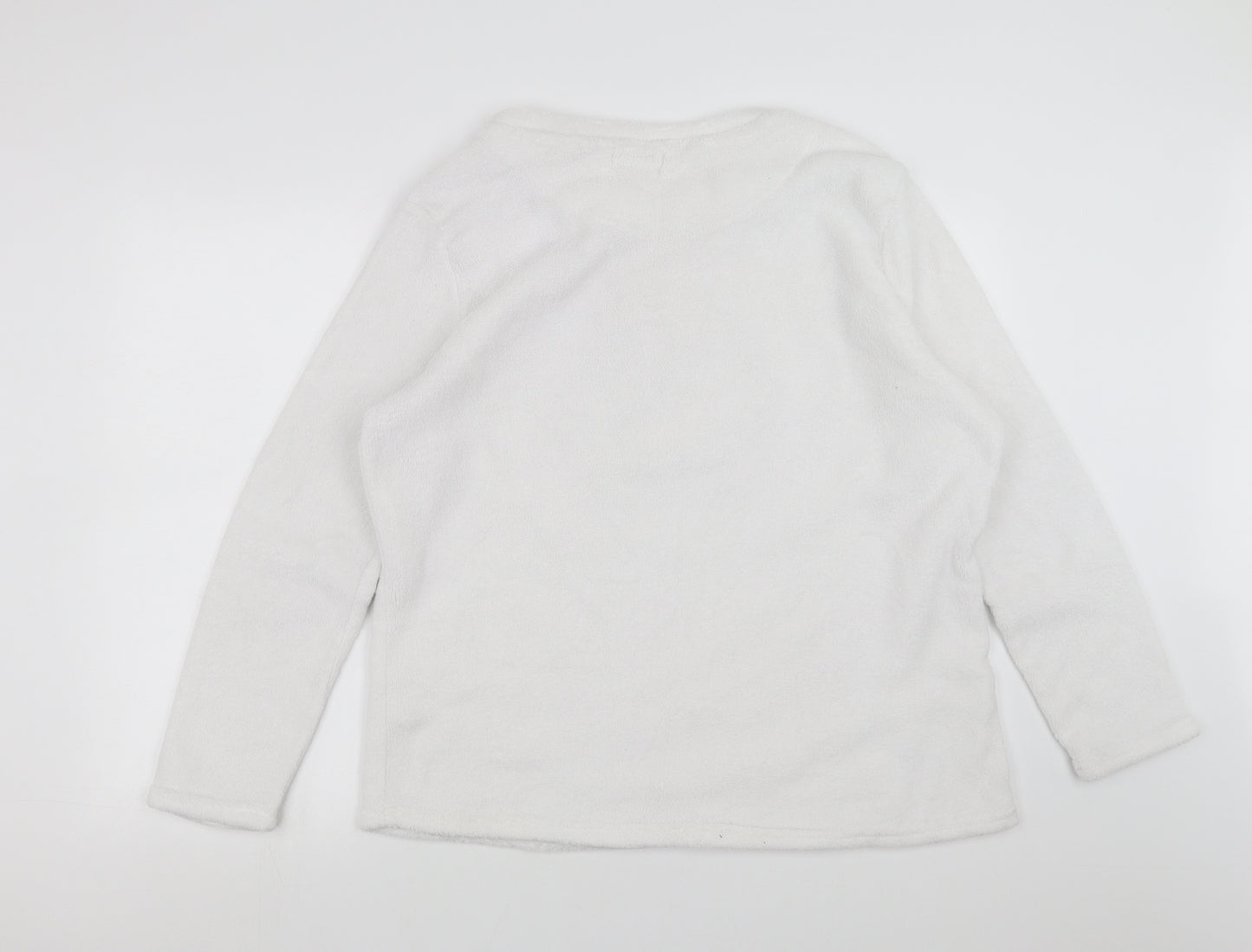 Primark Womens White Solid Fleece Top Pyjama Top Size XL  - Sweet Dreams Moon Star