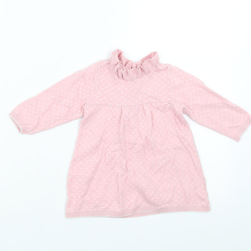 Nutmeg Girls Pink   Jumper Dress  Size 6-9 Months  - heart pattern