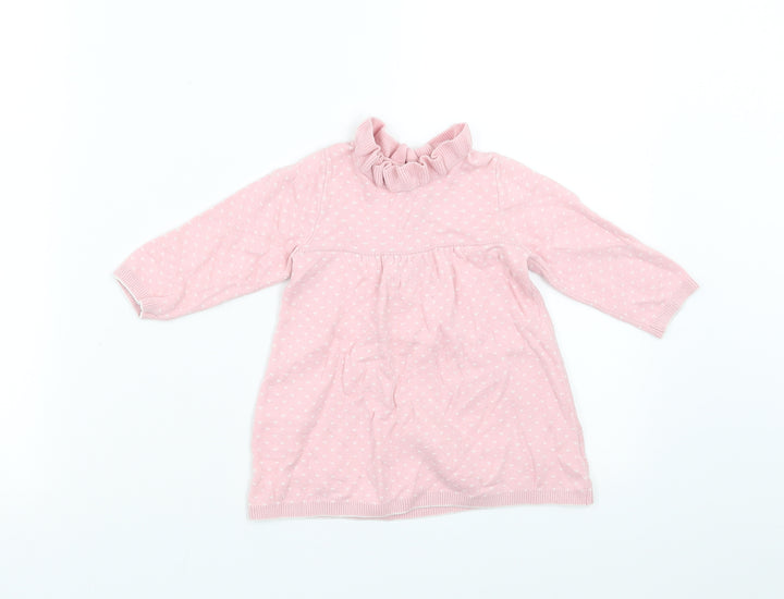 Nutmeg Girls Pink Jumper Dress Size 6-9 Months - heart pattern