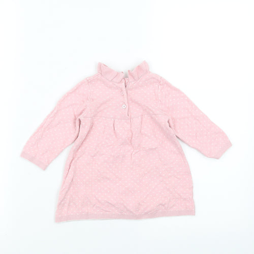 Nutmeg Girls Pink   Jumper Dress  Size 6-9 Months  - heart pattern