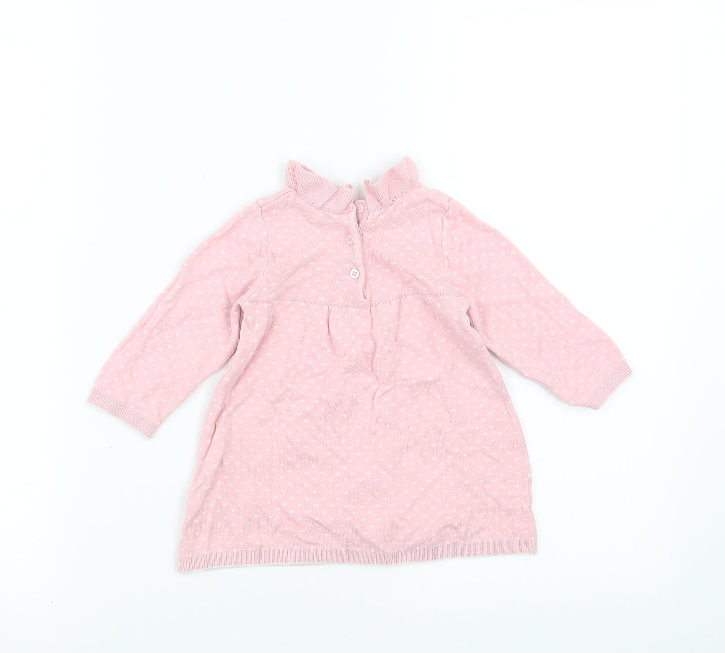 Nutmeg Girls Pink   Jumper Dress  Size 6-9 Months  - heart pattern