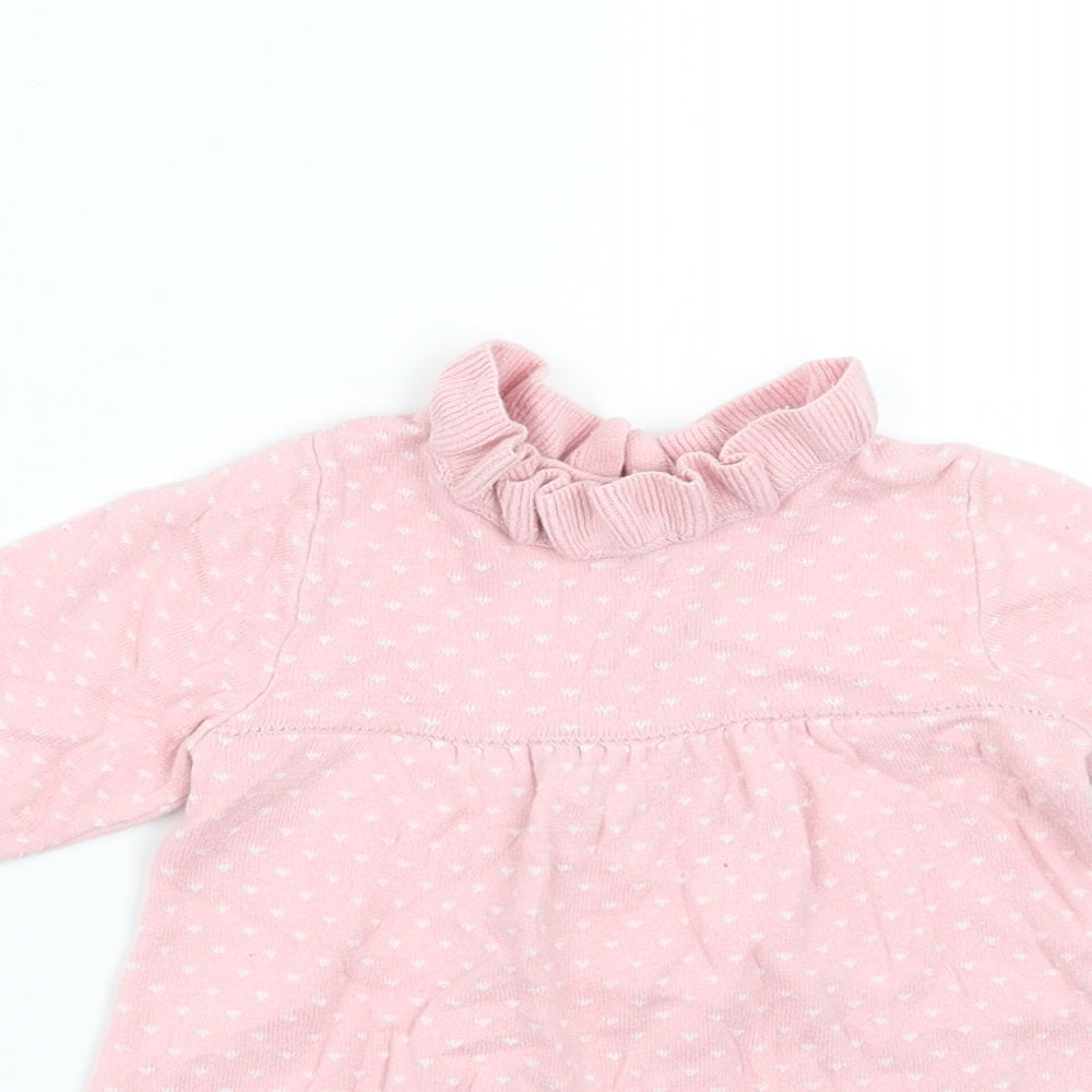 Nutmeg Girls Pink   Jumper Dress  Size 6-9 Months  - heart pattern