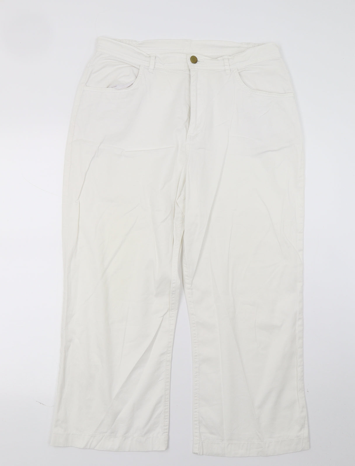 Marks and Spencer Womens White  Denim Cropped Jeans Size 14 L20 in