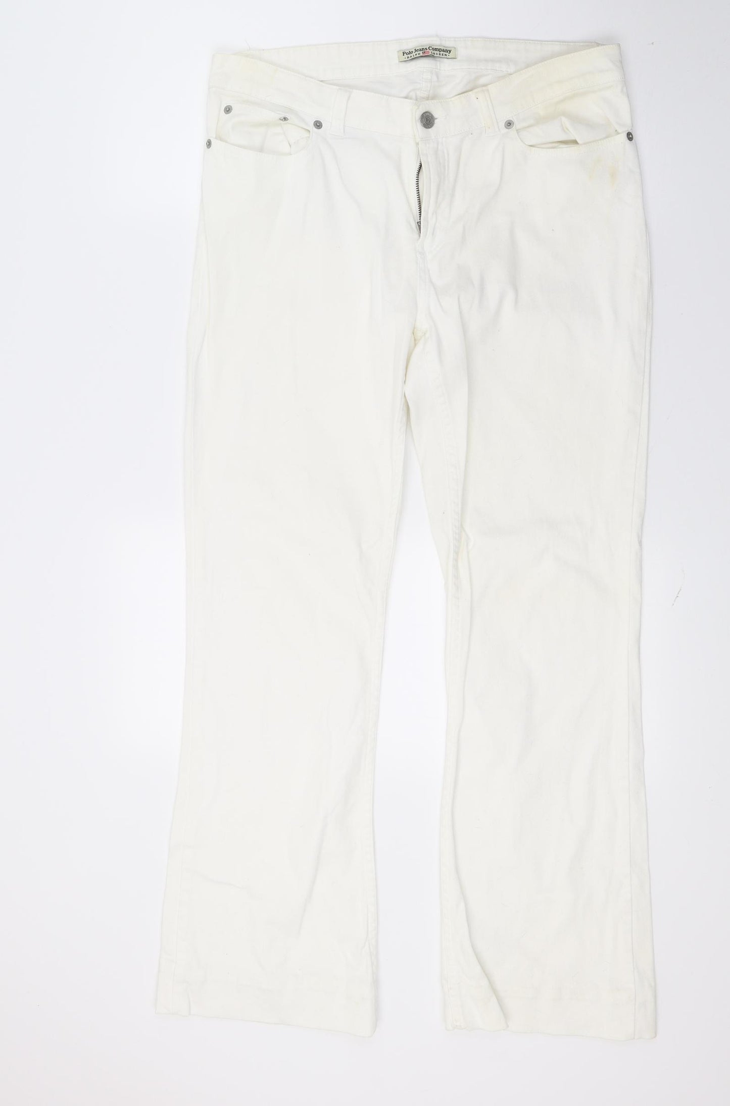 Polo Ralph Lauren Womens White  Denim Bootcut Jeans Size 32 in L27 in