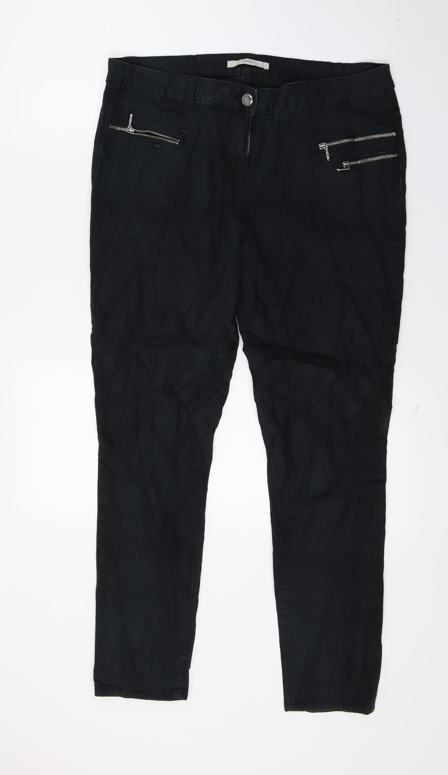 George Womens Black  Denim Skinny Jeans Size 14 L25 in