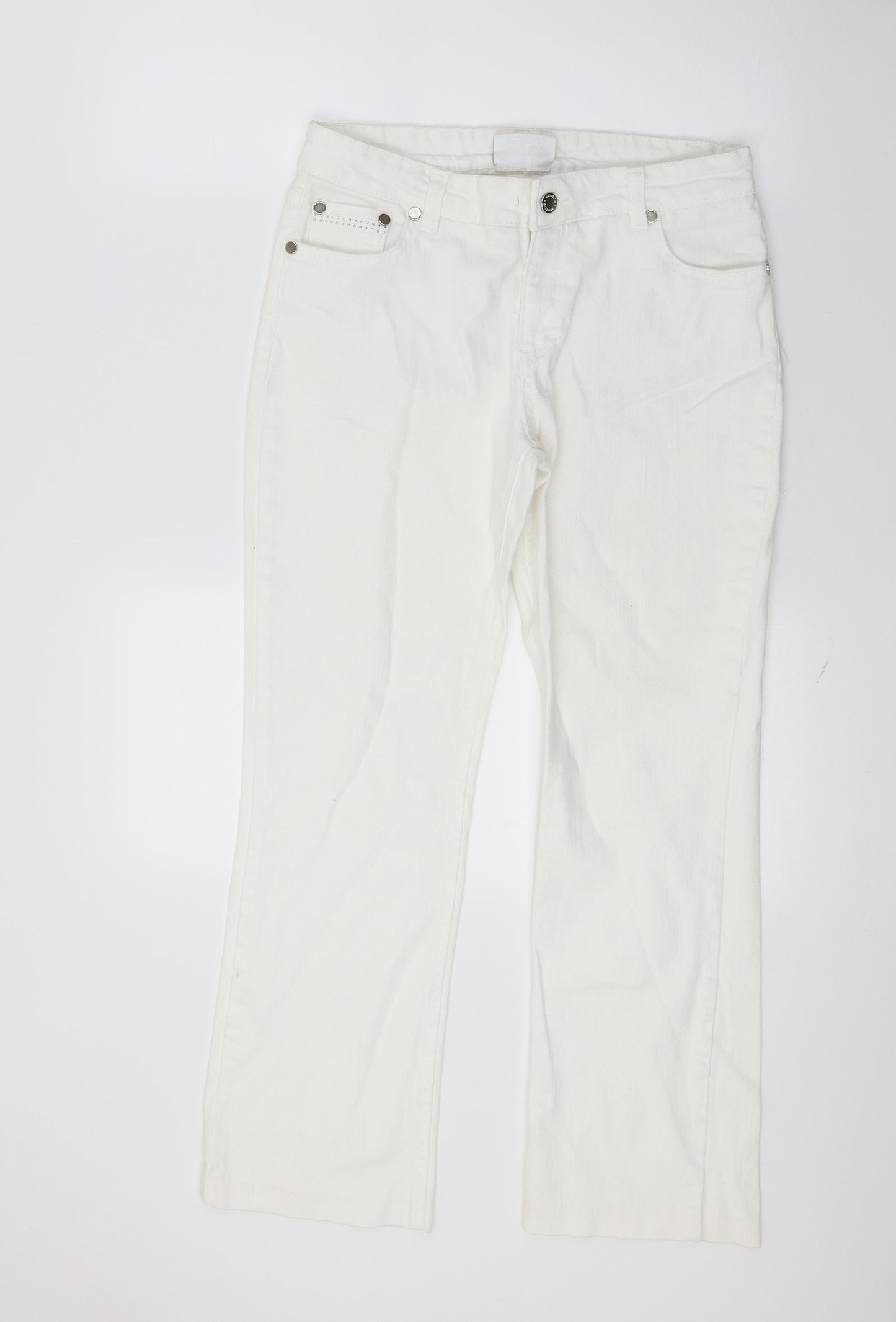 Wallis Womens White  Denim Capri Jeans Size 12 L24 in