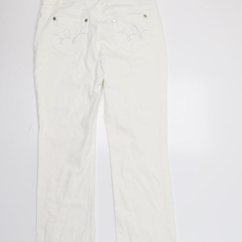 Wallis Womens White  Denim Capri Jeans Size 12 L24 in