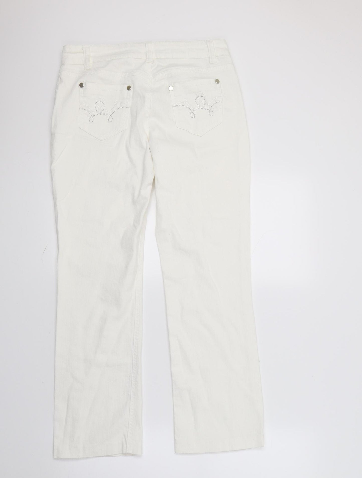 Wallis Womens White  Denim Capri Jeans Size 12 L24 in