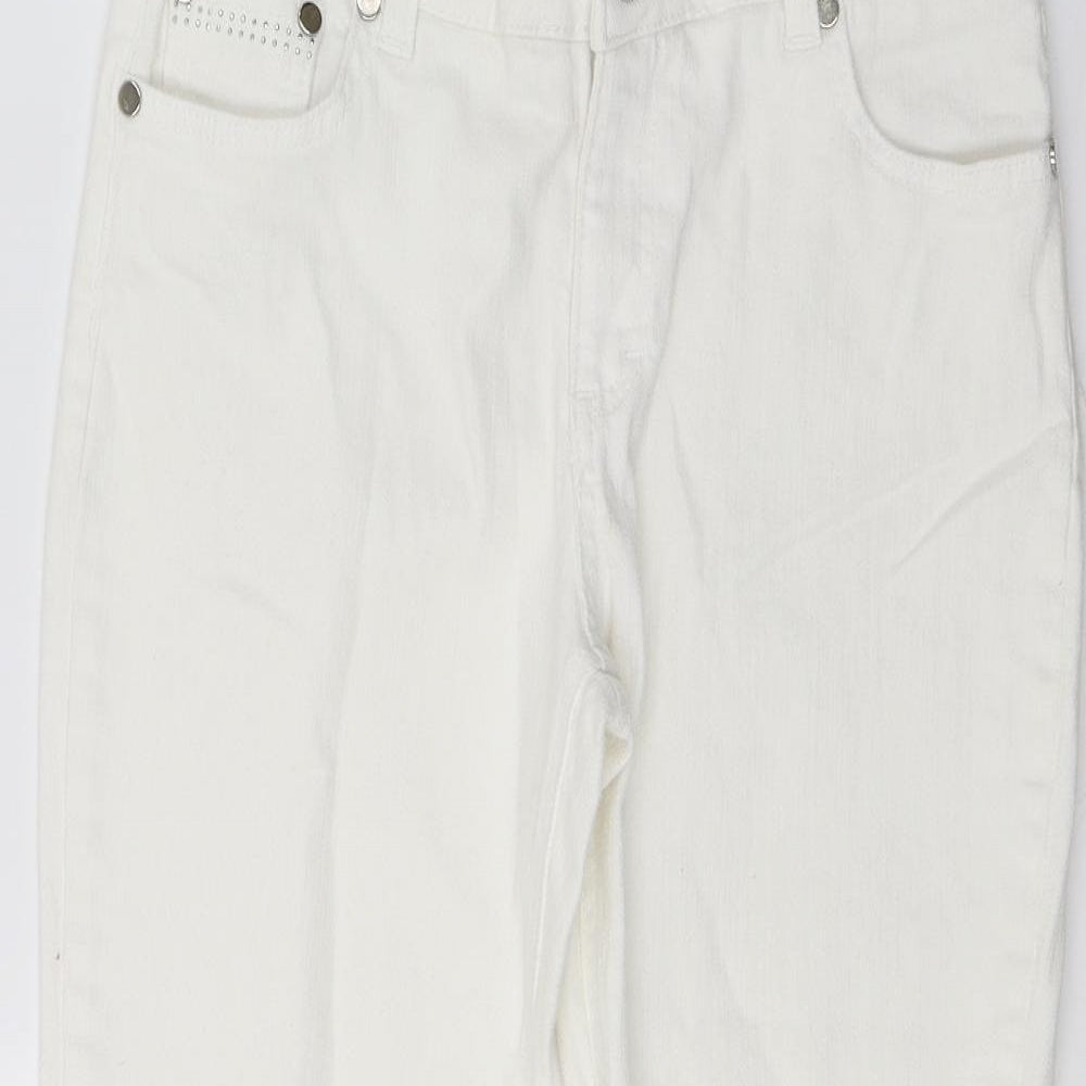 Wallis Womens White  Denim Capri Jeans Size 12 L24 in