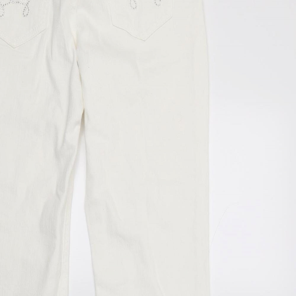 Wallis Womens White  Denim Capri Jeans Size 12 L24 in