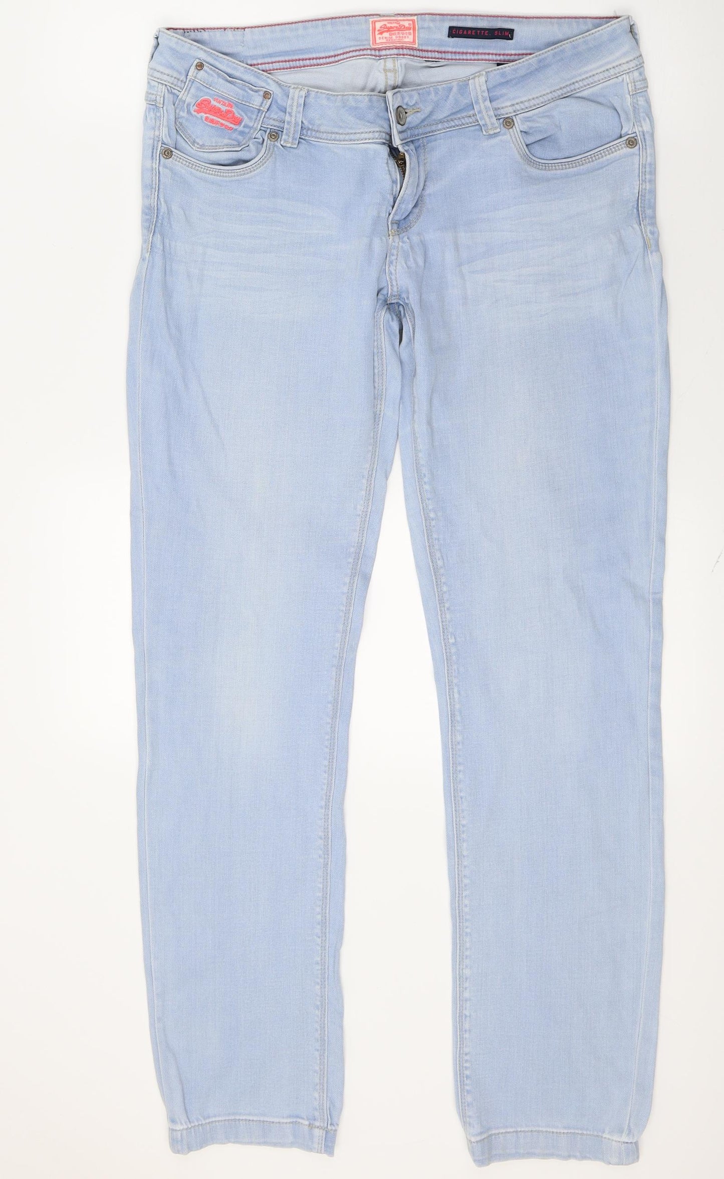 Superdry Womens Blue  Denim Straight Jeans Size 32 in L32 in