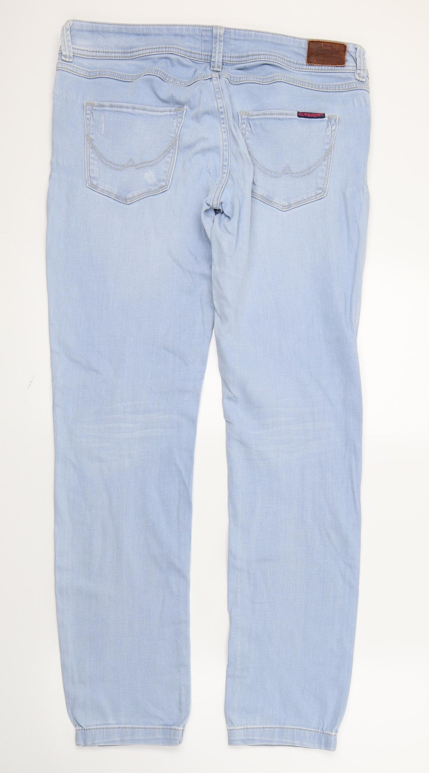 Superdry Womens Blue  Denim Straight Jeans Size 32 in L32 in