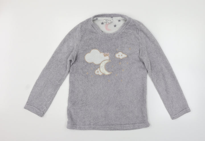 LOVE TO LOUNGE Womens Grey Solid  Top Pyjama Top Size XS